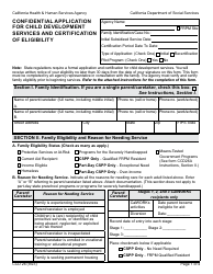 Document preview: Form CCD26 Confidential Application for Child Development Services and Certification of Eligibility - California