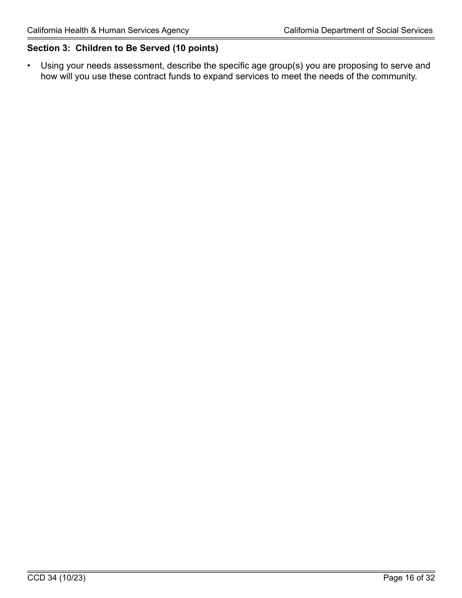 Form CCD34 General Child Care and Development Program Expansion Funds Request for Applications - California, Page 16