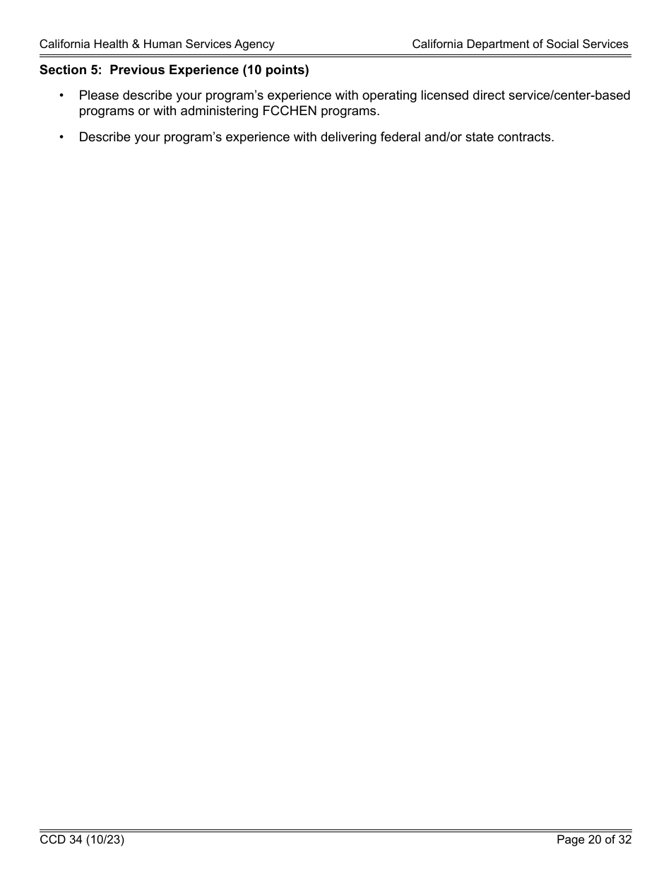 Form CCD34 General Child Care and Development Program Expansion Funds Request for Applications - California, Page 20