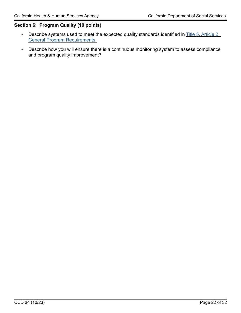 Form CCD34 General Child Care and Development Program Expansion Funds Request for Applications - California, Page 22