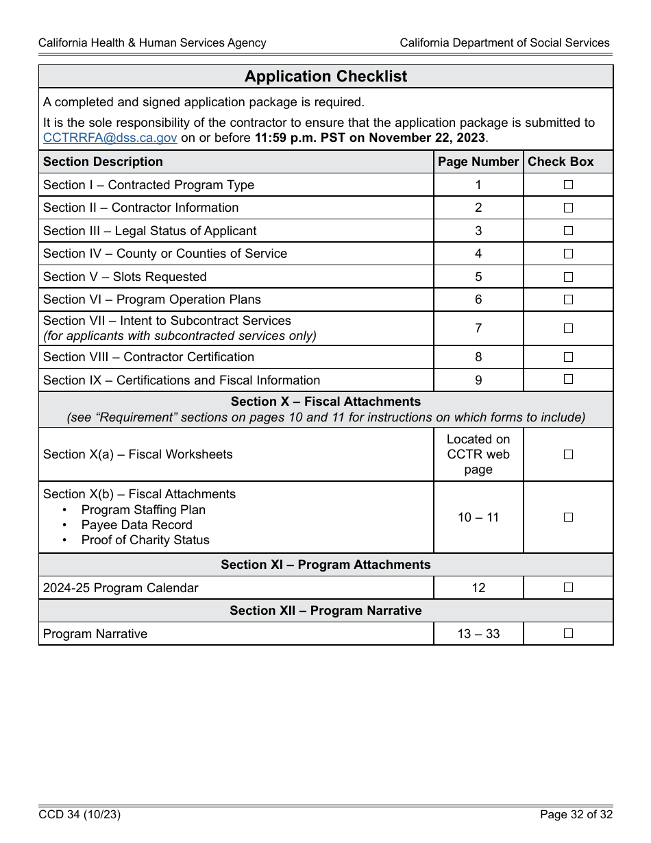 Form CCD34 General Child Care and Development Program Expansion Funds Request for Applications - California, Page 32