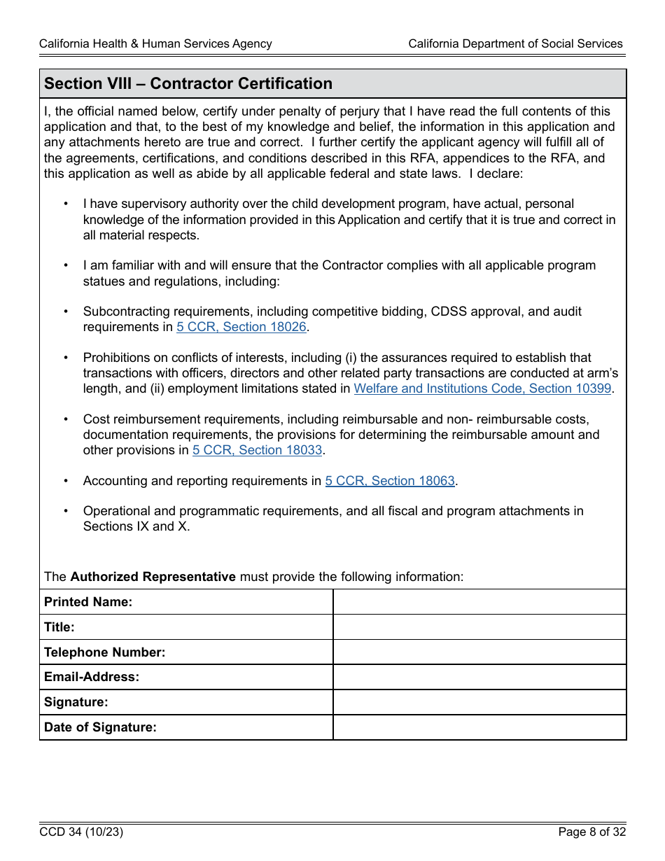 Form CCD34 General Child Care and Development Program Expansion Funds Request for Applications - California, Page 8