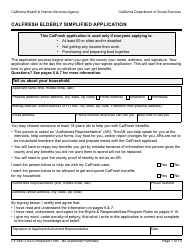 Document preview: Form CF485 CalFresh Elderly Simplified Application - California