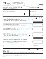 Document preview: Form PW-1 (IC-004) Wisconsin Nonresident Income or Franchise Tax Withholding on Pass-Through Entity Income - Wisconsin, 2023