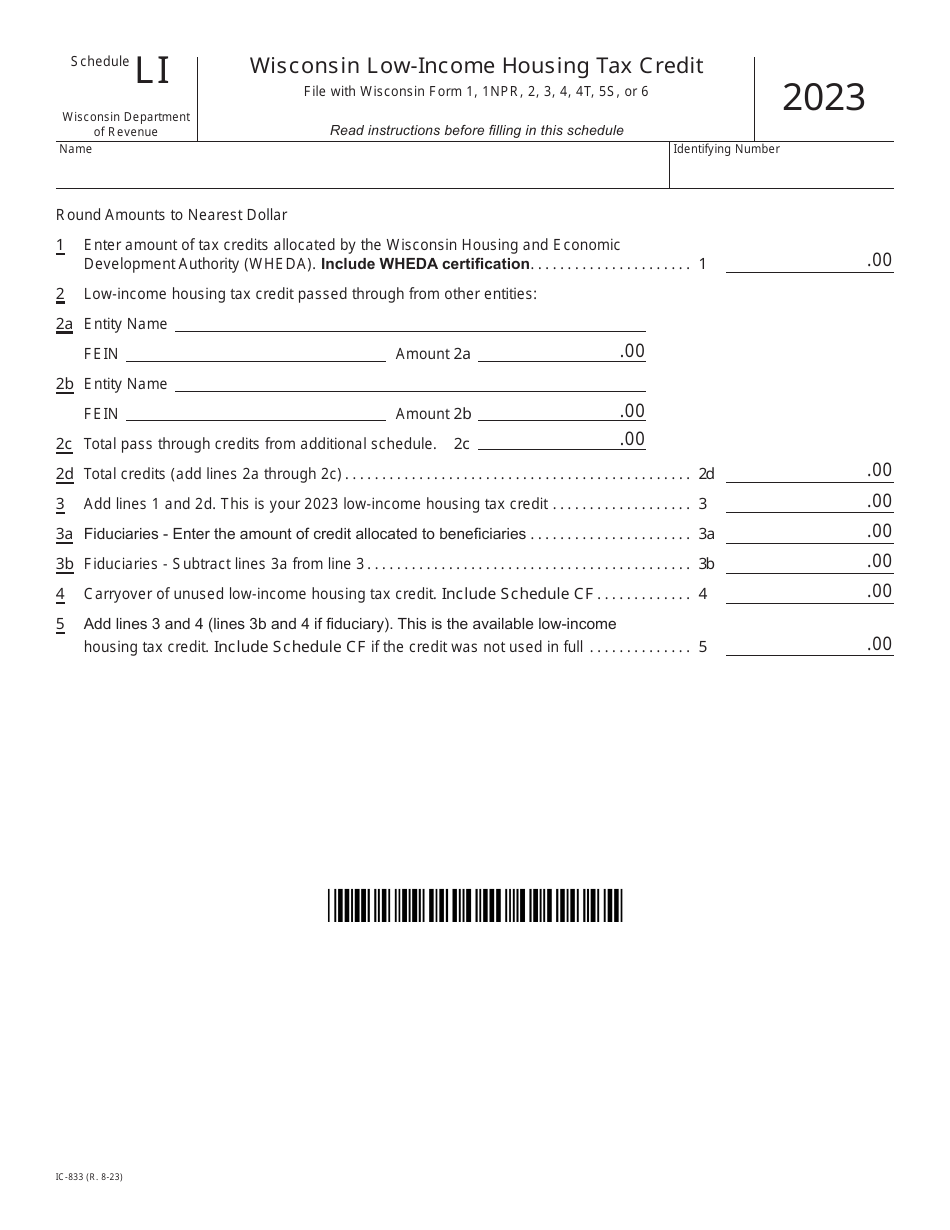 Form IC833 Schedule LI Download Printable PDF or Fill Online Wisconsin