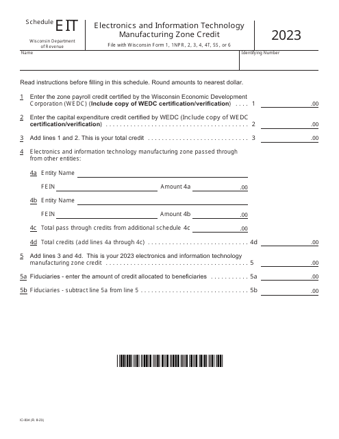 Form IC-834 Schedule EIT 2023 Printable Pdf