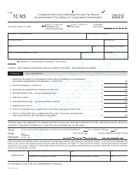 Document preview: Form 1CNS (IC-057) Composite Wisconsin Individual Income Tax Return for Nonresident Tax-Option (S) Corporation Shareholders - Sample - Wisconsin