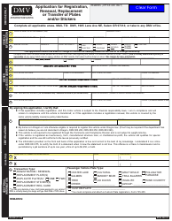 Form 735-268 Application for Registration, Renewal, Replacement or Transfer of Plates and/or Sticke - Oregon