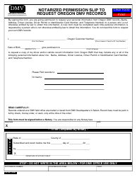 Document preview: Form 735-7297 Notarized Permission Slip to Request Oregon DMV Records - Oregon