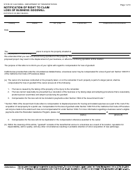 Form DOT RW07-30 Notification of Right to Claim Loss of Business Goodwill - California