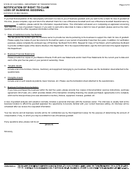 Form DOT RW07-30 Notification of Right to Claim Loss of Business Goodwill - California, Page 2