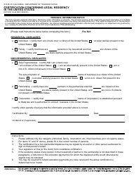 Document preview: Form DOT RW10-44 Certification Concerning Legal Residency in the United States - California