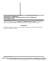 Document preview: Form DOT RW13-14 Certificate of Common Use Department of Water Resources Certificate of Common Use (State-Owned Land) - California