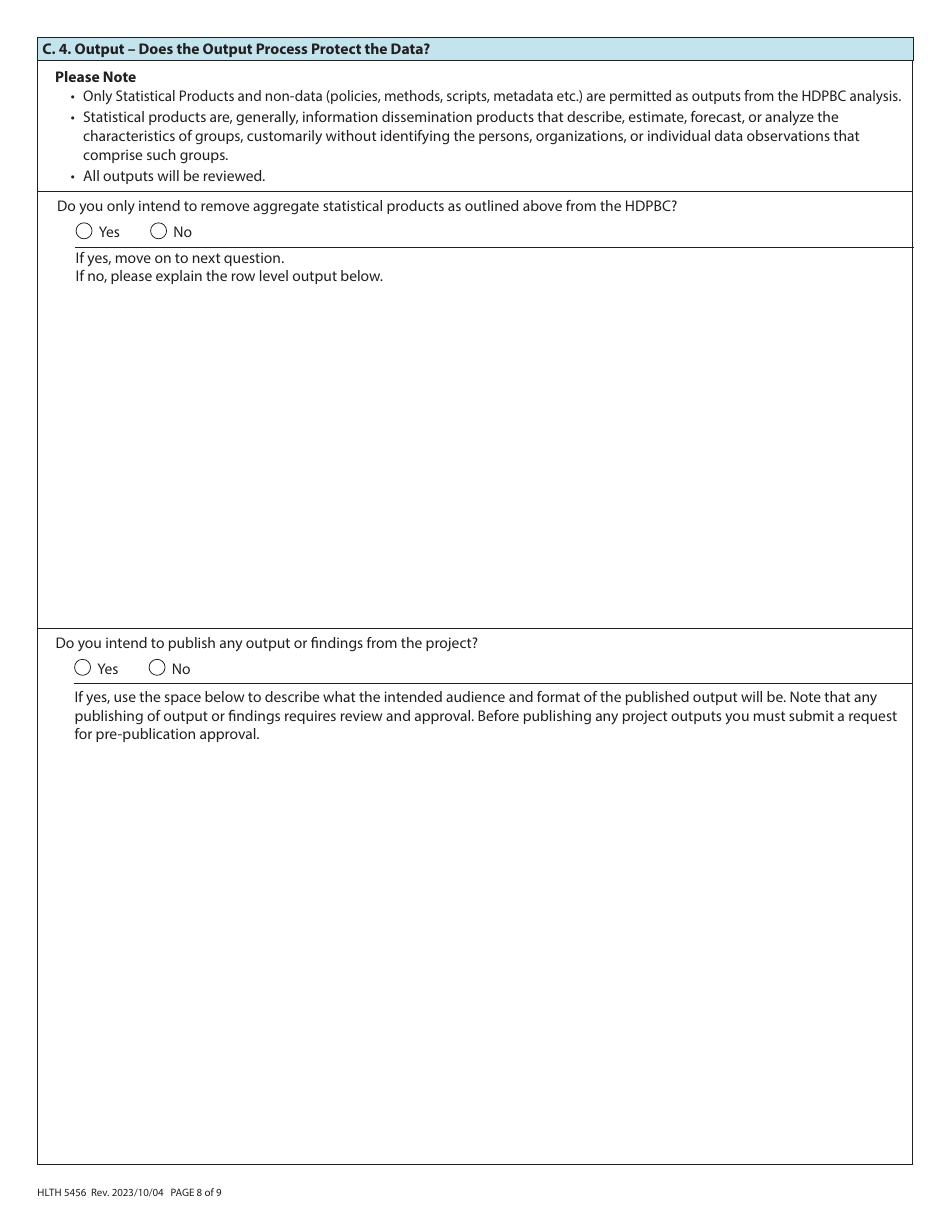 Form HLTH5456 Organizational Data Access Request - British Columbia, Canada, Page 8