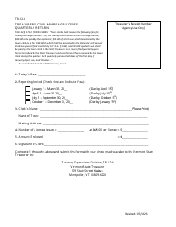 Document preview: Form TR-12-4 Treasurer's Civil Marriage License Quarterly Return - Vermont
