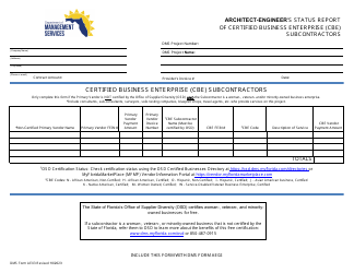 Document preview: DMS Form AE03 Architect-Engineer's Status Report of Certified Business Enterprise (Cbe) Subcontractors - Florida