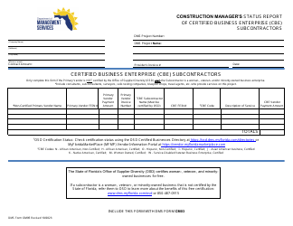 Document preview: DMS Form CM05 Construction Manager's Status Report of Certified Business Enterprise (Cbe) Subcontractors - Florida