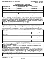 Form CDPH8238 SRA III Supervisor and Operator Certificate or Permit Special Renewal Application - California, Page 2