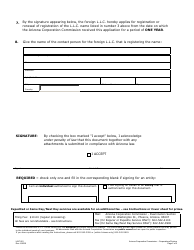 Form L047 Application to Register Foreign Limited Liability Company Name - Arizona, Page 2