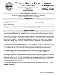Document preview: Permit for New Connection to Water or Sewer - Town of Seneca Falls, New York