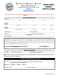 Document preview: Senior Credit Request - Water & Sewer - Town of Seneca Falls, New York