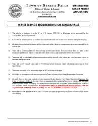 Water/Sewer Repair Permit Application - Town of Seneca Falls, New York, Page 2