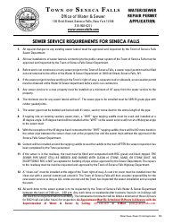 Water/Sewer Repair Permit Application - Town of Seneca Falls, New York, Page 3