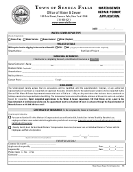 Document preview: Water/Sewer Repair Permit Application - Town of Seneca Falls, New York