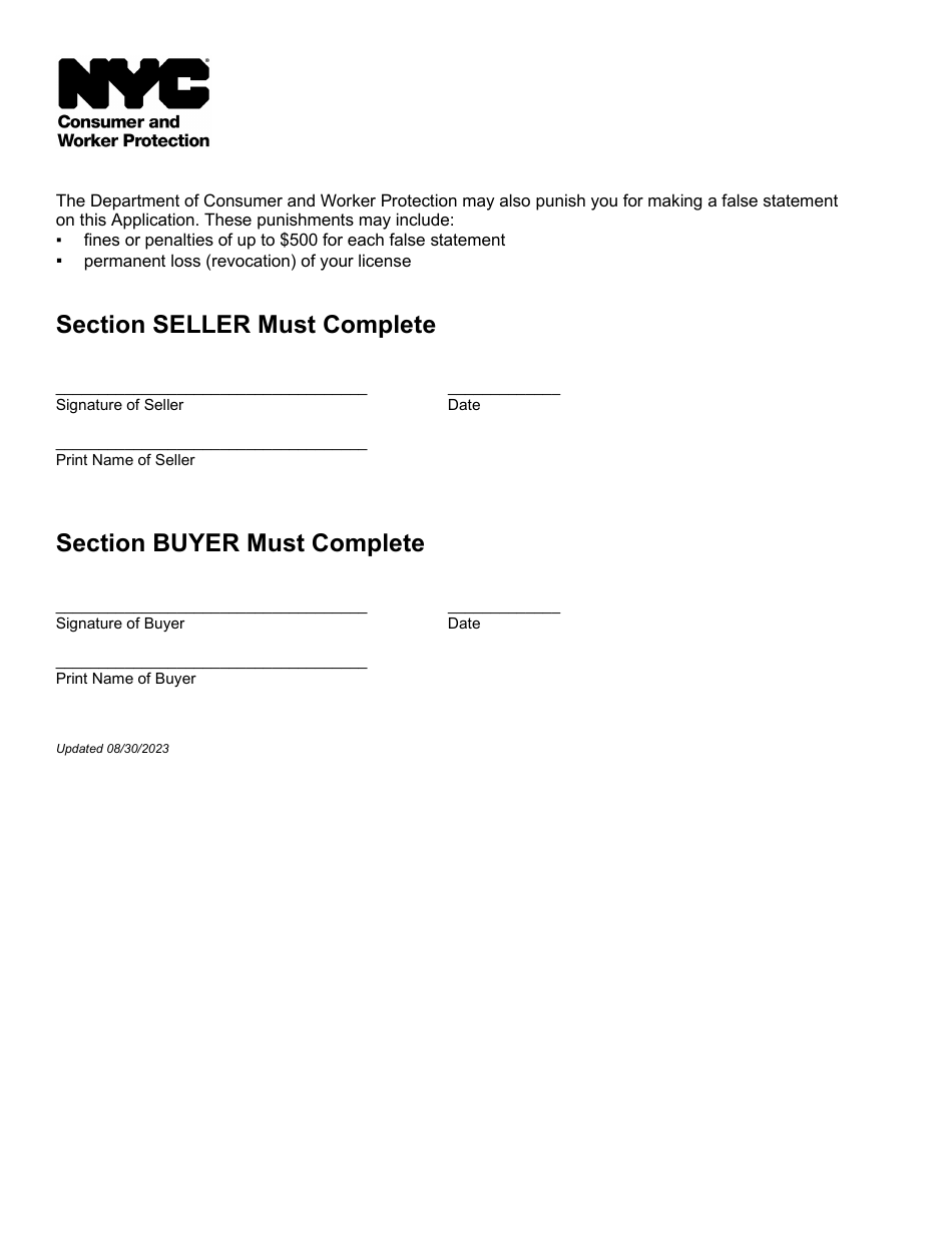Transfer of Pedicab Registration Plates Affirmation - New York City, Page 4