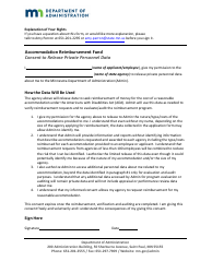 Document preview: Accommodation Reimbursement Fund Consent to Release Private Personnel Data - Minnesota