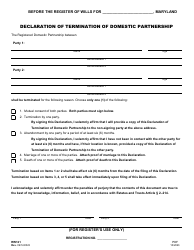 Document preview: Form RW121 Declaration of Termination of Domestic Partnership - Maryland