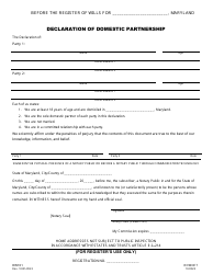 Document preview: Form RW101 Declaration of Domestic Partnership - Maryland