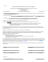 Document preview: Form AIS202 Application for Special Cattle Sale Permit - Oklahoma