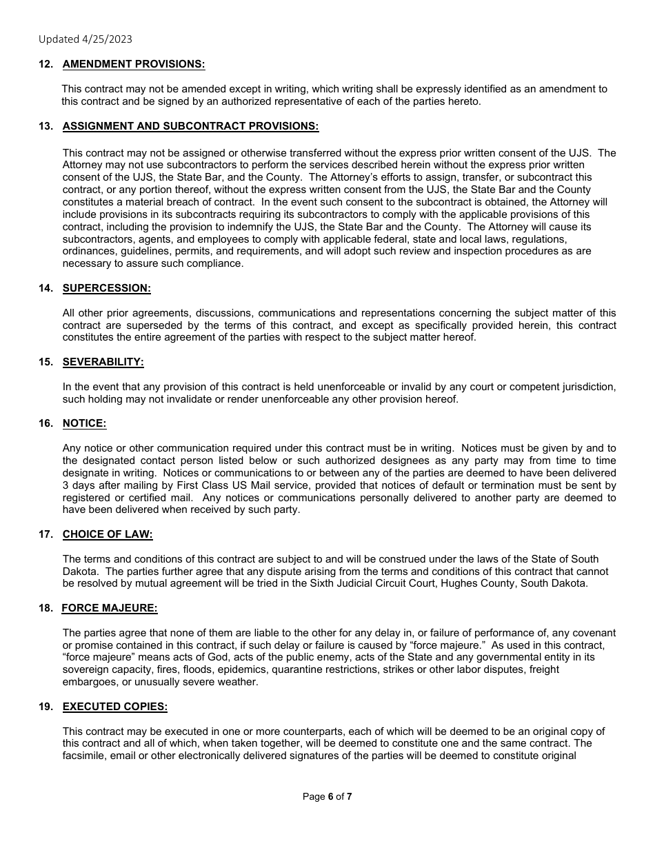 Rural Attorney Recruitment Contract - South Dakota, Page 6