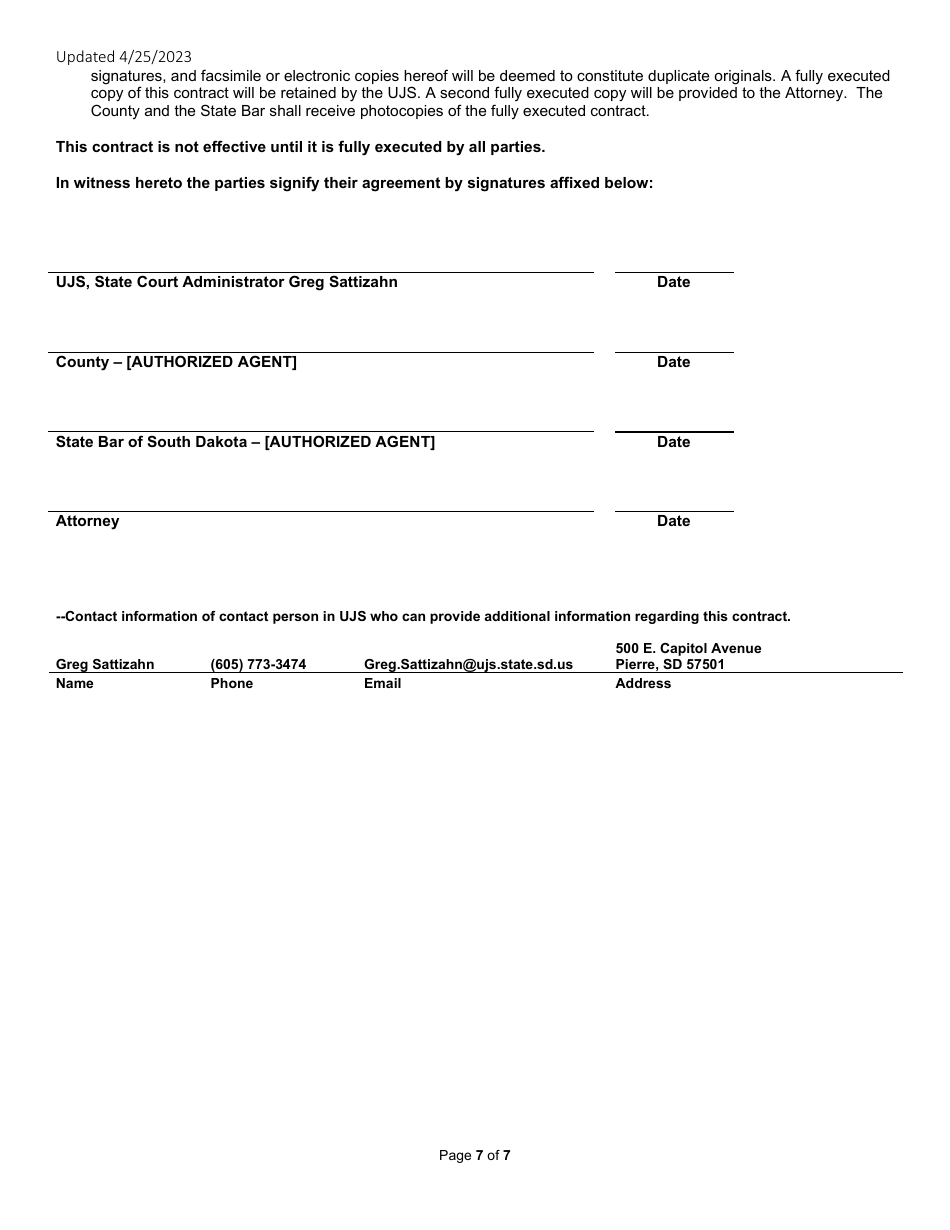 Rural Attorney Recruitment Contract - South Dakota, Page 7