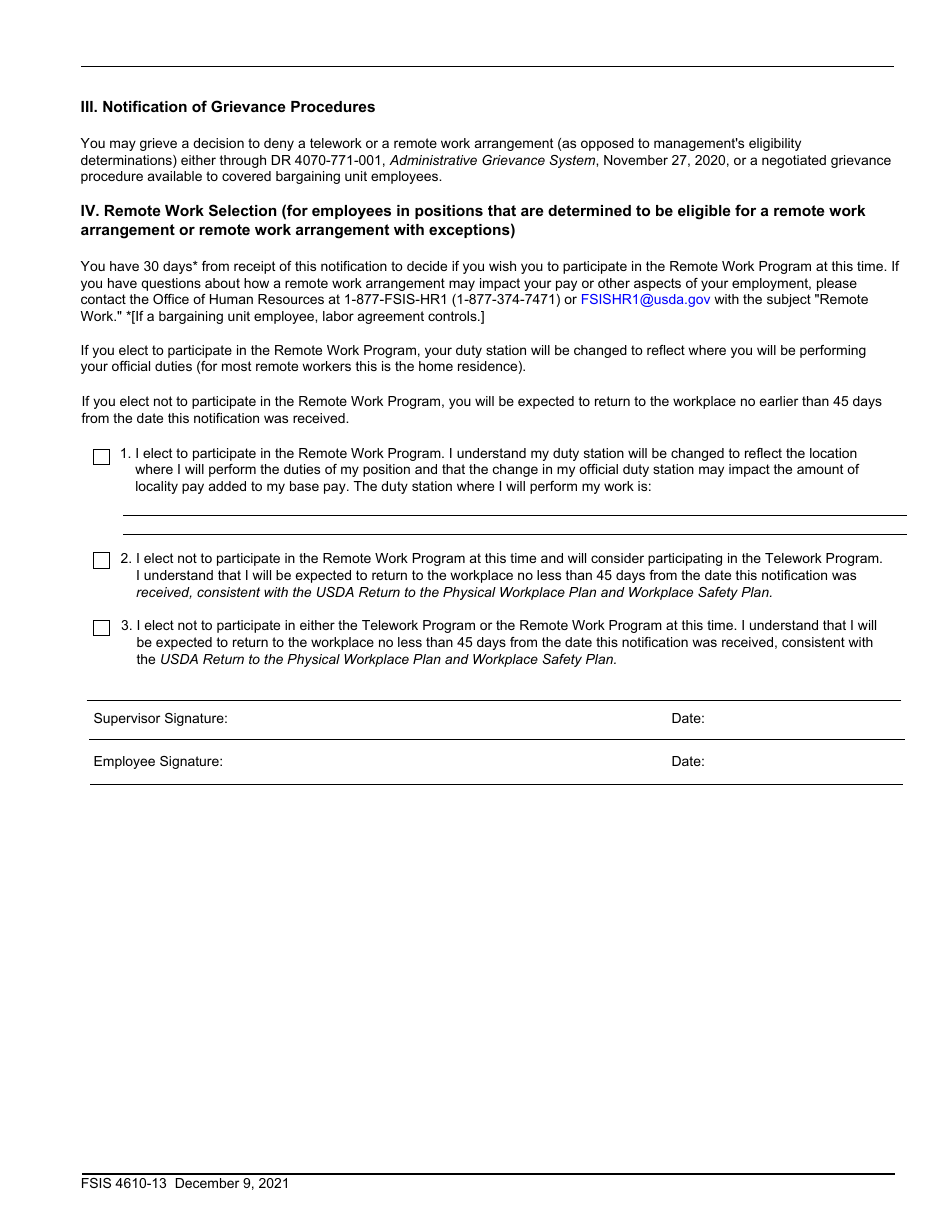 FSIS Form 4610-13 - Fill Out, Sign Online and Download Fillable PDF ...