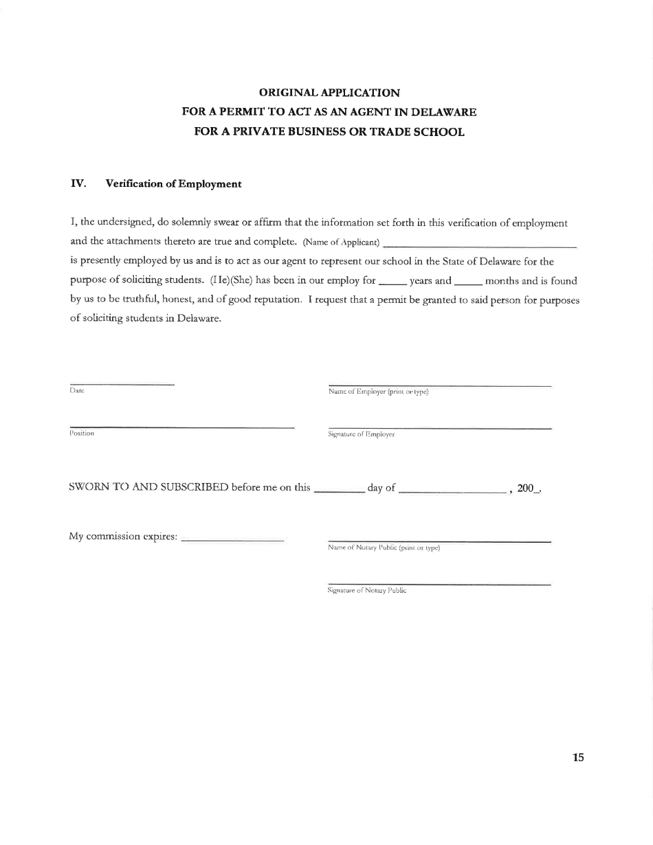Delaware Certificate of Approval to Operate a Private Business and Trade School Under 14 Delc. Chapter 85 - Delaware, Page 15