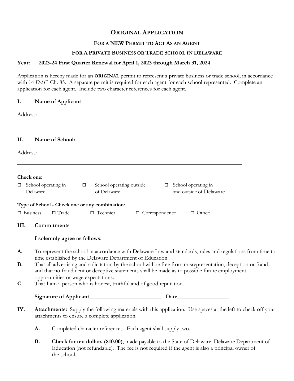 Delaware Certificate of Approval to Operate a Private Business or Trade School - 1st Quarter Renewal Application - Delaware, Page 16