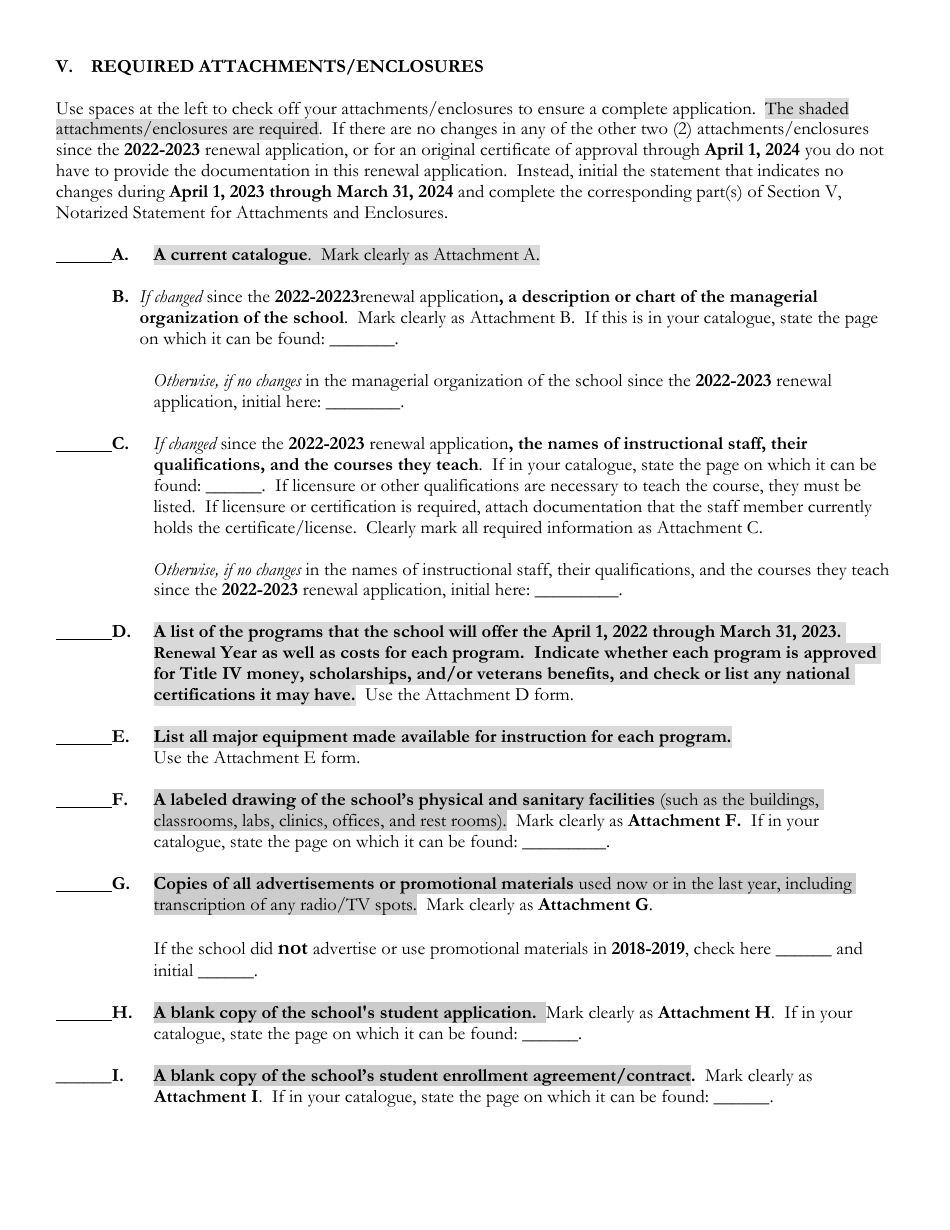 Delaware Certificate of Approval to Operate a Private Business or Trade School - 1st Quarter Renewal Application - Delaware, Page 7