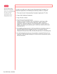 Form ROD9 Lower Income/Share Equity Homeownership Exemption Application - Washington, D.C., Page 2