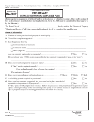 Form RA-308P Preliminary Detailed Reappraisal Compliance Plan - Vermont
