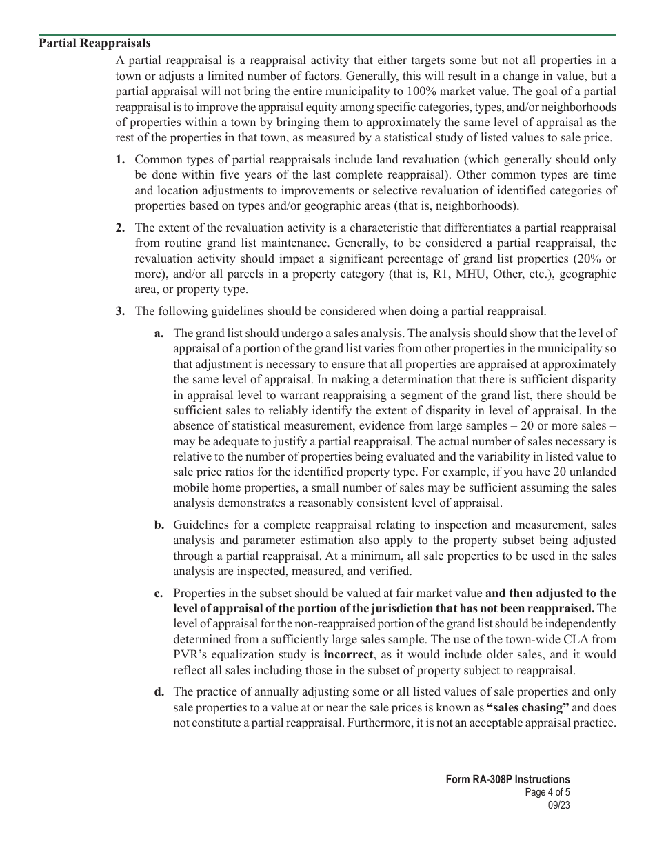 Form RA-308P Preliminary Detailed Reappraisal Compliance Plan - Vermont, Page 7