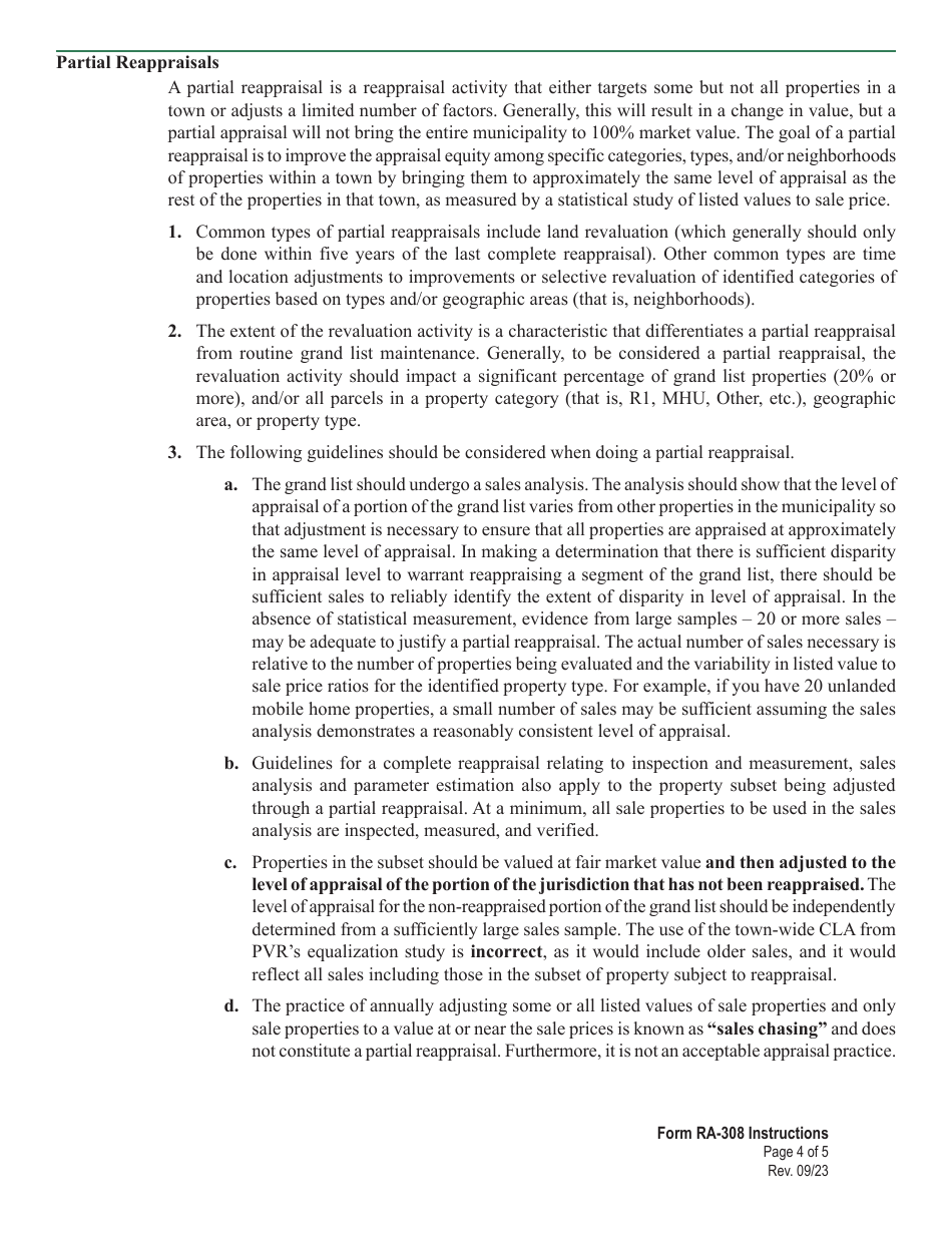 Form RA-308 Detailed Reappraisal Compliance Plan - Vermont, Page 11