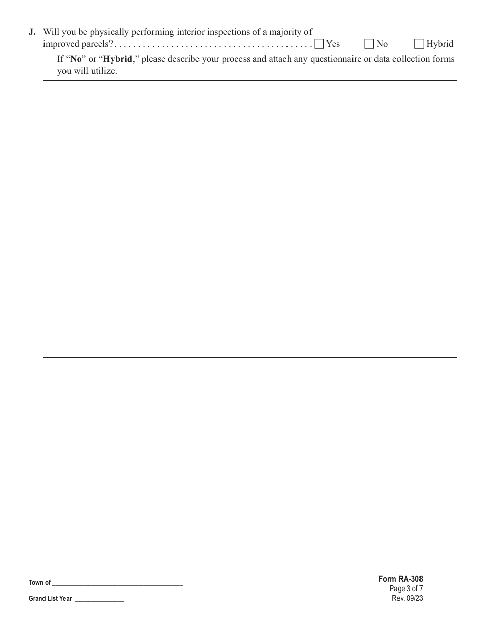 Form RA-308 Detailed Reappraisal Compliance Plan - Vermont, Page 3