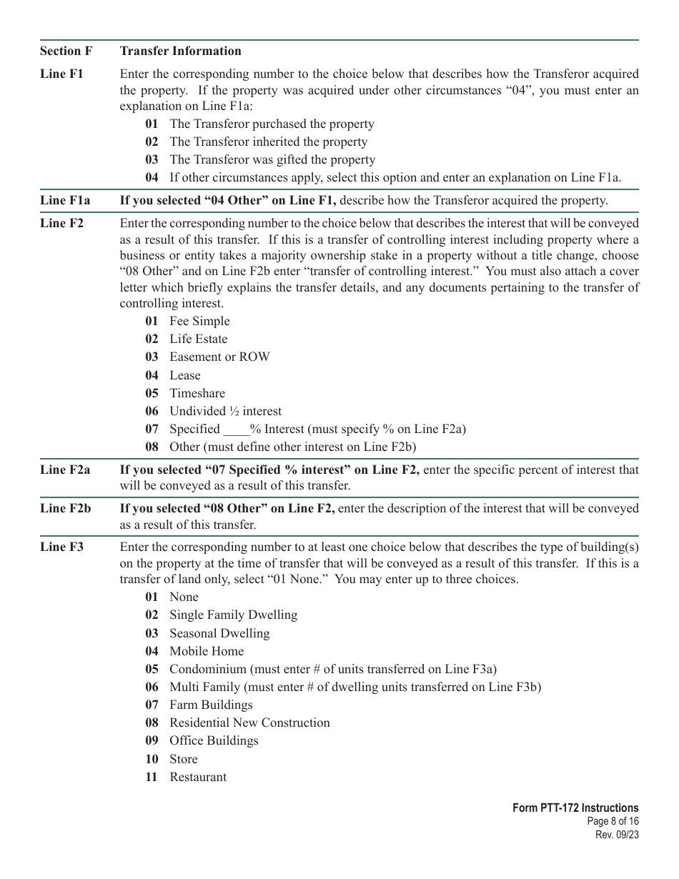 Instructions for Form PTT-172 Vermont Property Transfer Tax Return - Vermont, Page 8