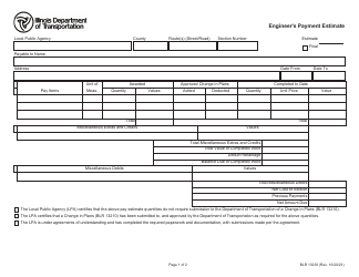 Form BLR13230 Engineer&#039;s Payment Estimate - Illinois