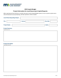 Document preview: Capital Budget Project Information for Local Government Capital Requests - Minnesota, 2024