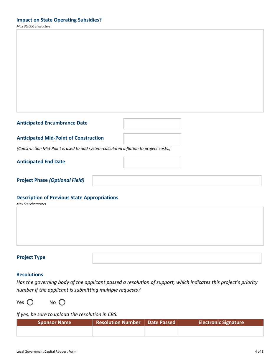 Capital Budget Project Information for Local Government Capital Requests - Minnesota, Page 4