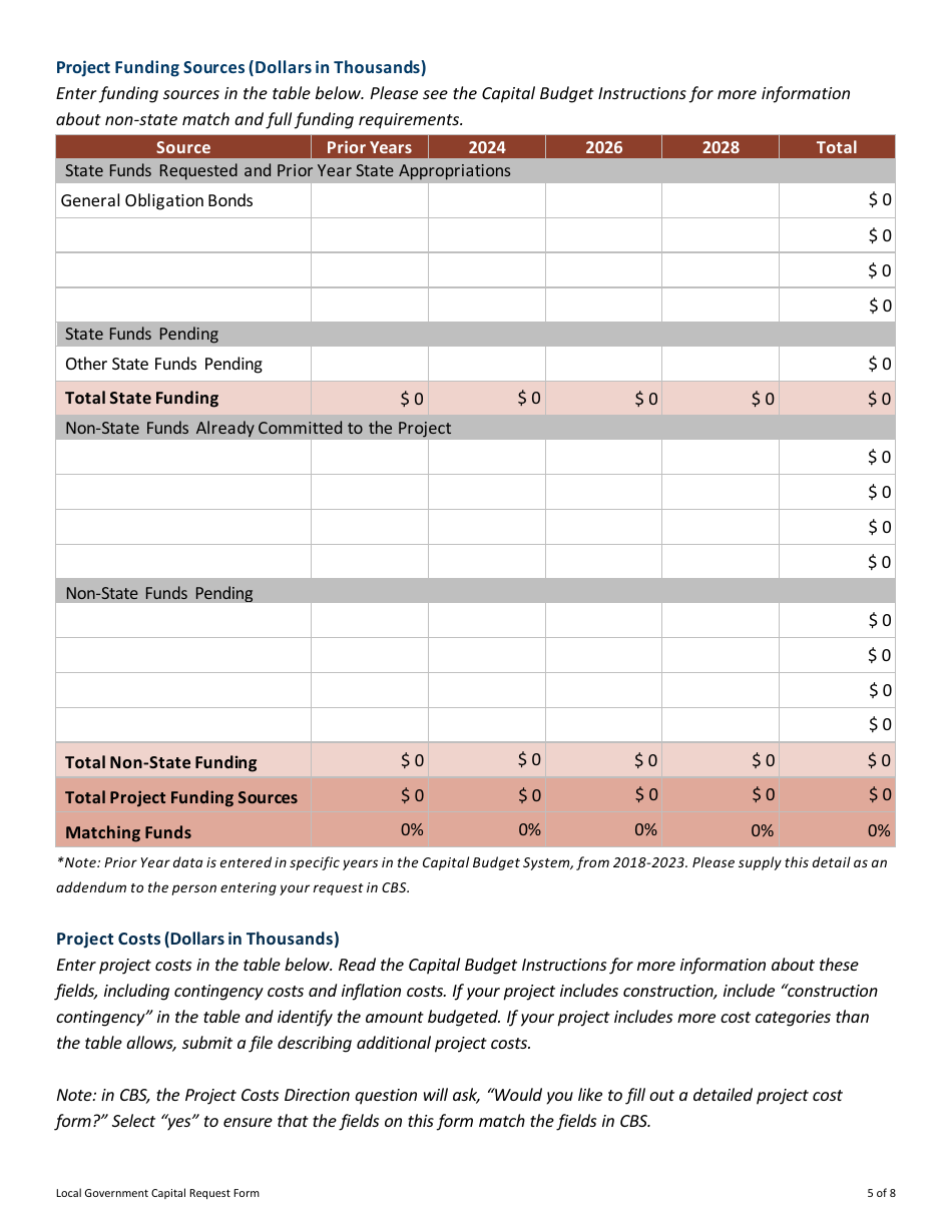 Capital Budget Project Information for Local Government Capital Requests - Minnesota, Page 5