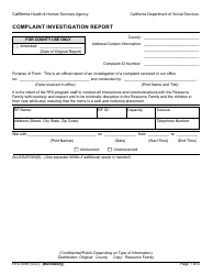 Form RFA9099 Complaint Investigation Report - California